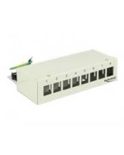 DELOCK Patchpanel 8 Keystone Ports Metall grau Multimedia-Technik