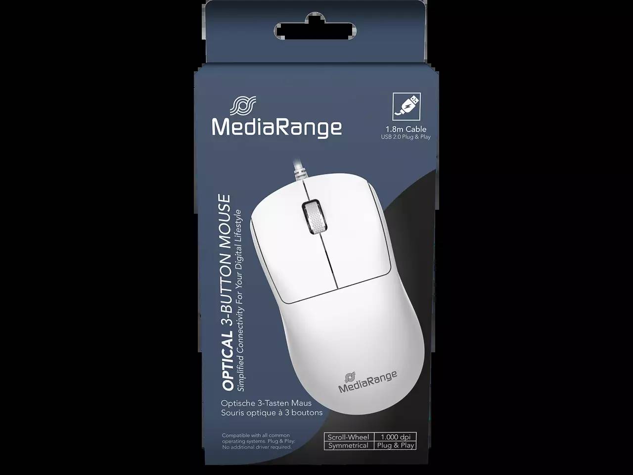 MEDIARANGE kabelgeb. opt Maus Symmetrisch - Maus - 1.000 dpi