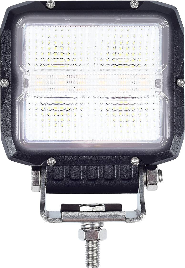 Berger & Schröter | 2er Set Arbeitsscheinwerfer 60 W, Blitz, Positionslicht, 4 Weißlicht LEDs, 6 Orangelicht 9W LEDs, 12-24 V, kombinierbar, synchro