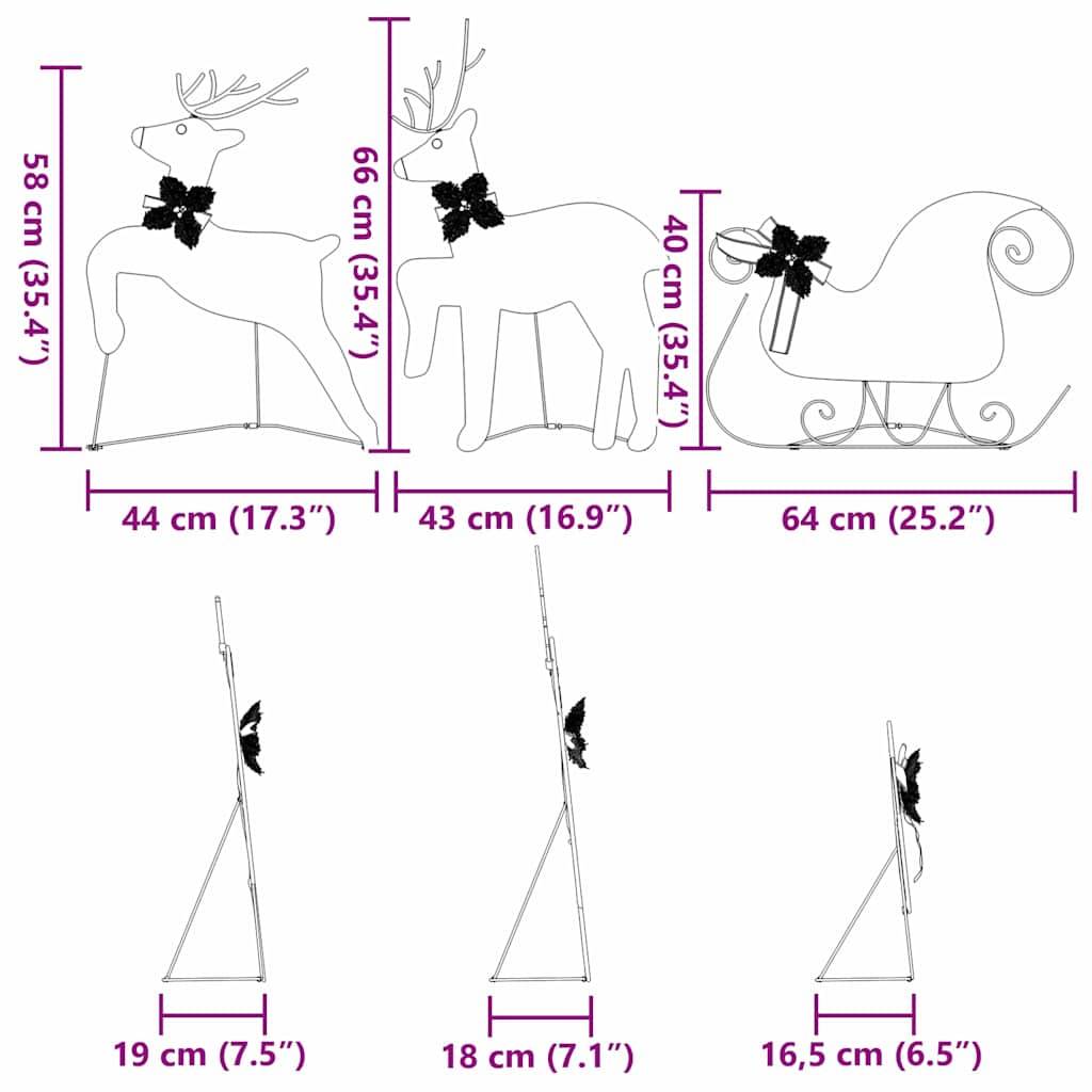 vidaXL LED Rentiere 7 pcs Gold Stoff