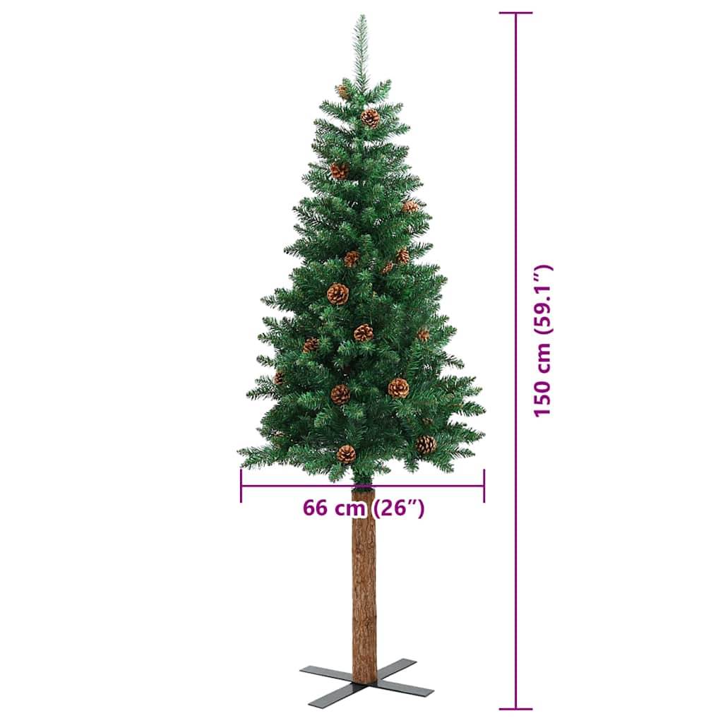 vidaXL Schlanker Weihnachtsbaum mit 150 LEDs mit Ständer Grün 150 cm