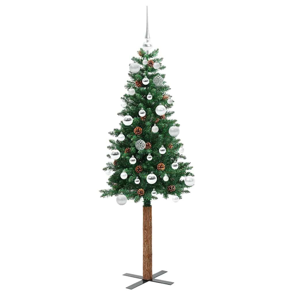 vidaXL Schlanker Weihnachtsbaum mit 150 LEDs mit Ständer Grün 150 cm