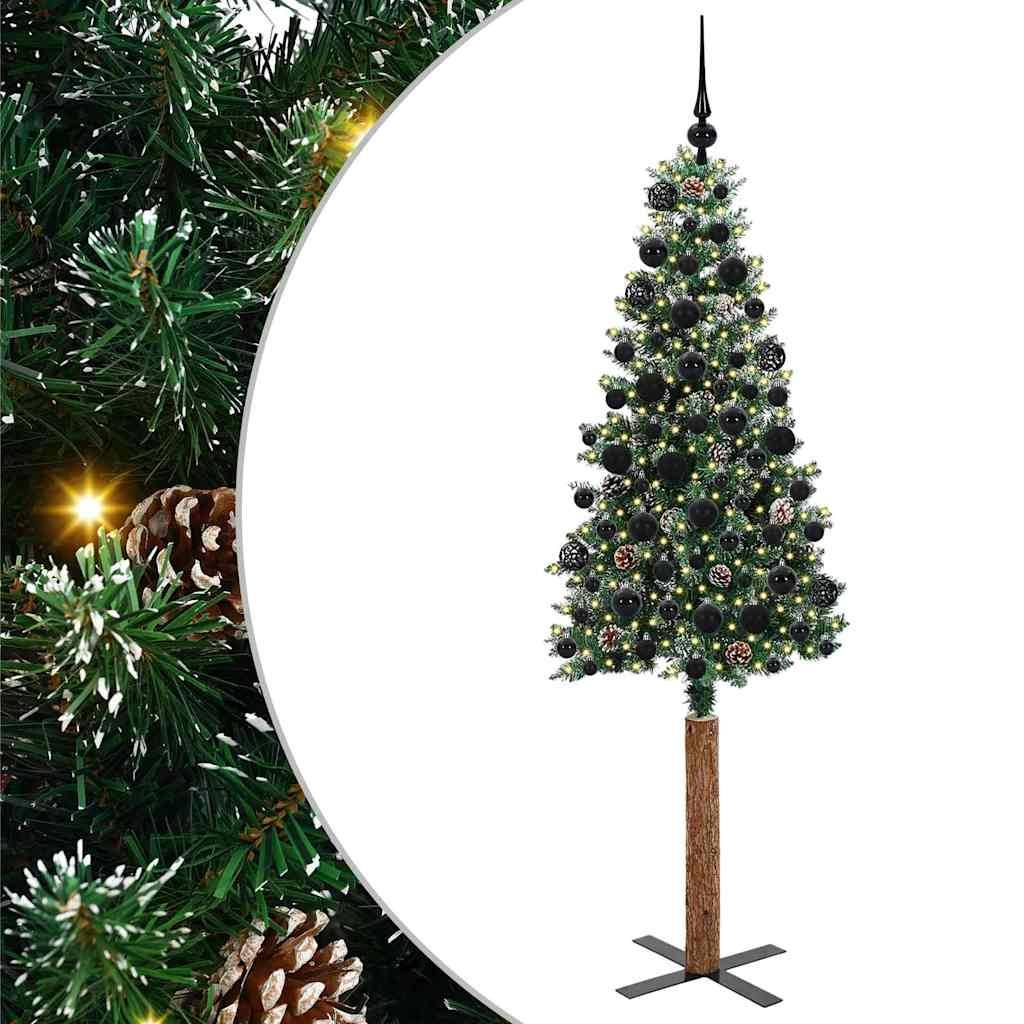 vidaXL Schlanker Weihnachtsbaum mit 300 LEDs mit Ständer Grün 180 cm
