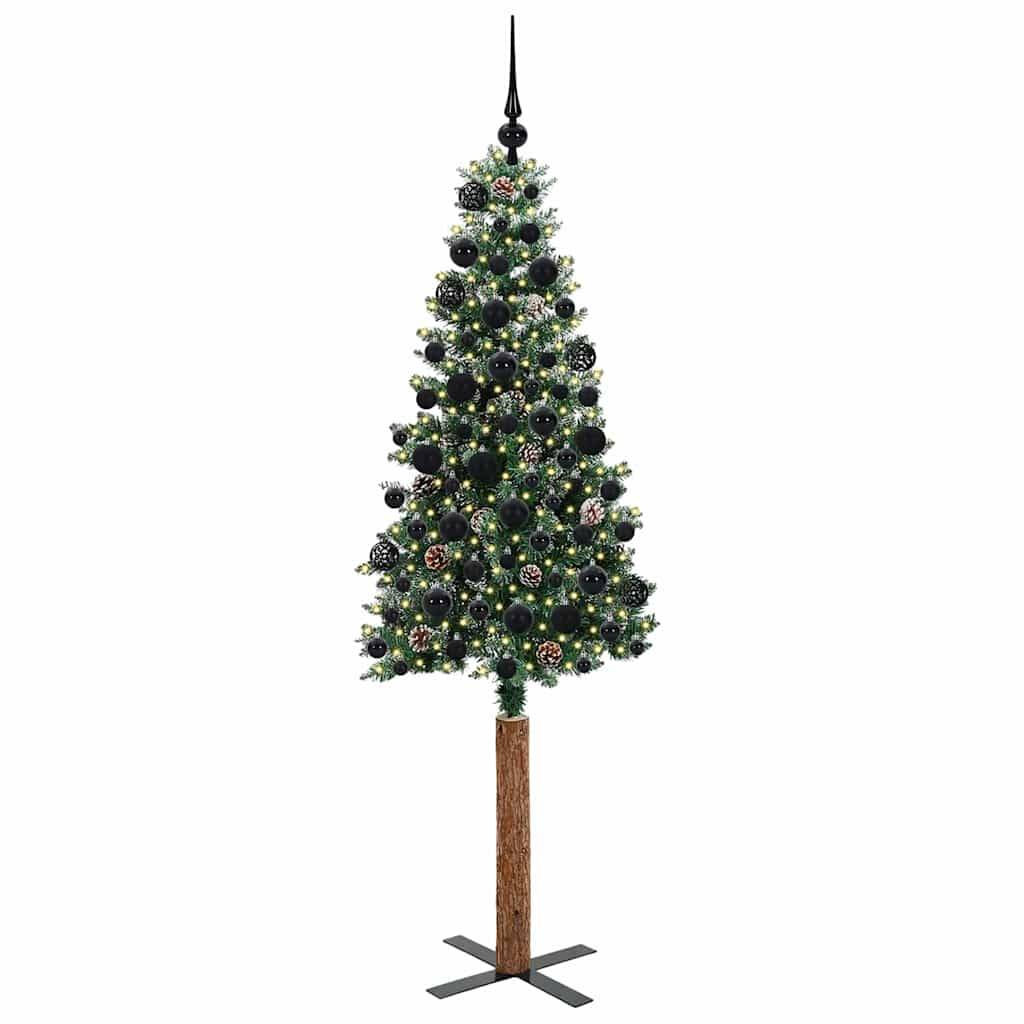 vidaXL Schlanker Weihnachtsbaum mit 300 LEDs mit Ständer Grün 180 cm