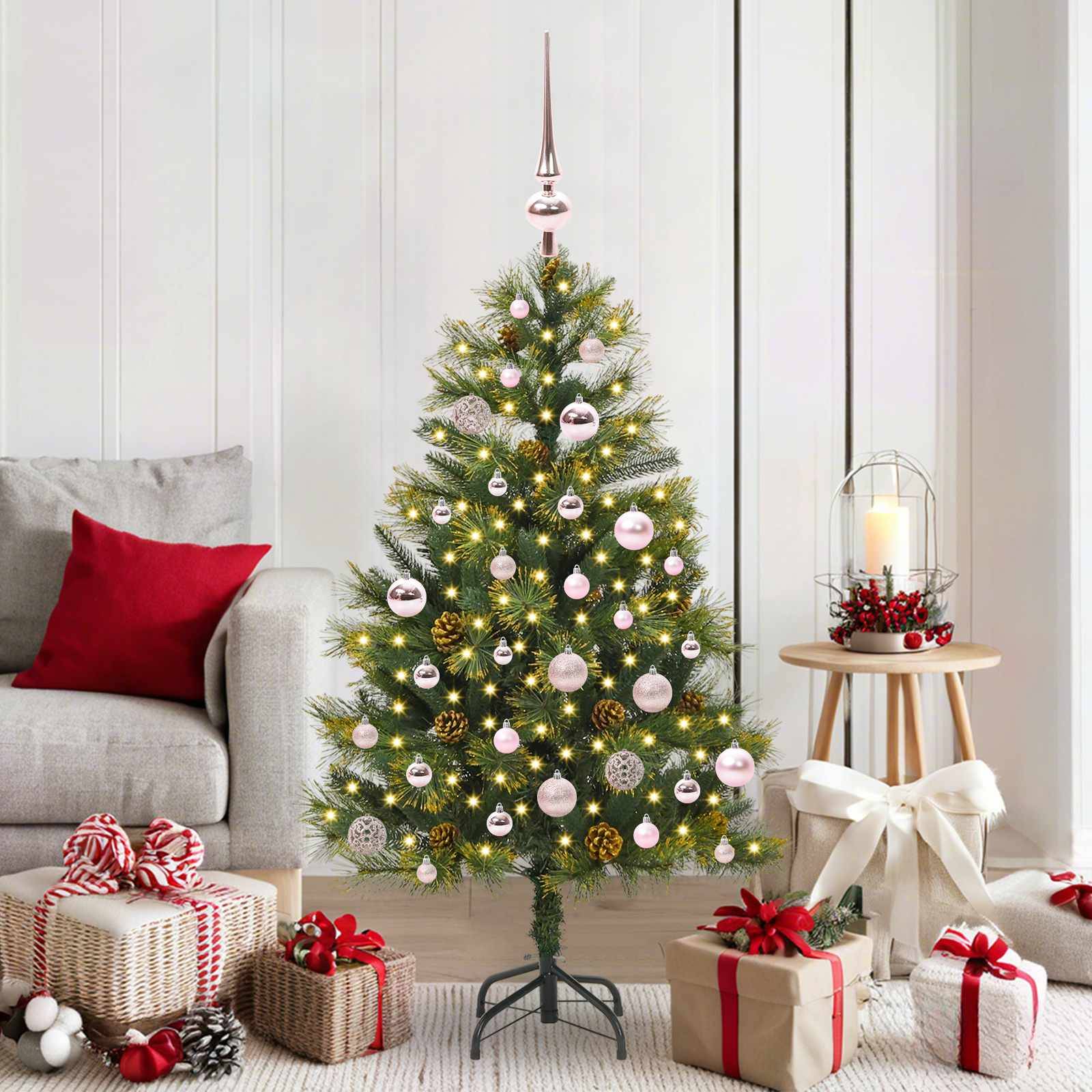 vidaXL Künstlicher klappbarer Weihnachtsbaum mit Tannenzapfen 150 cm