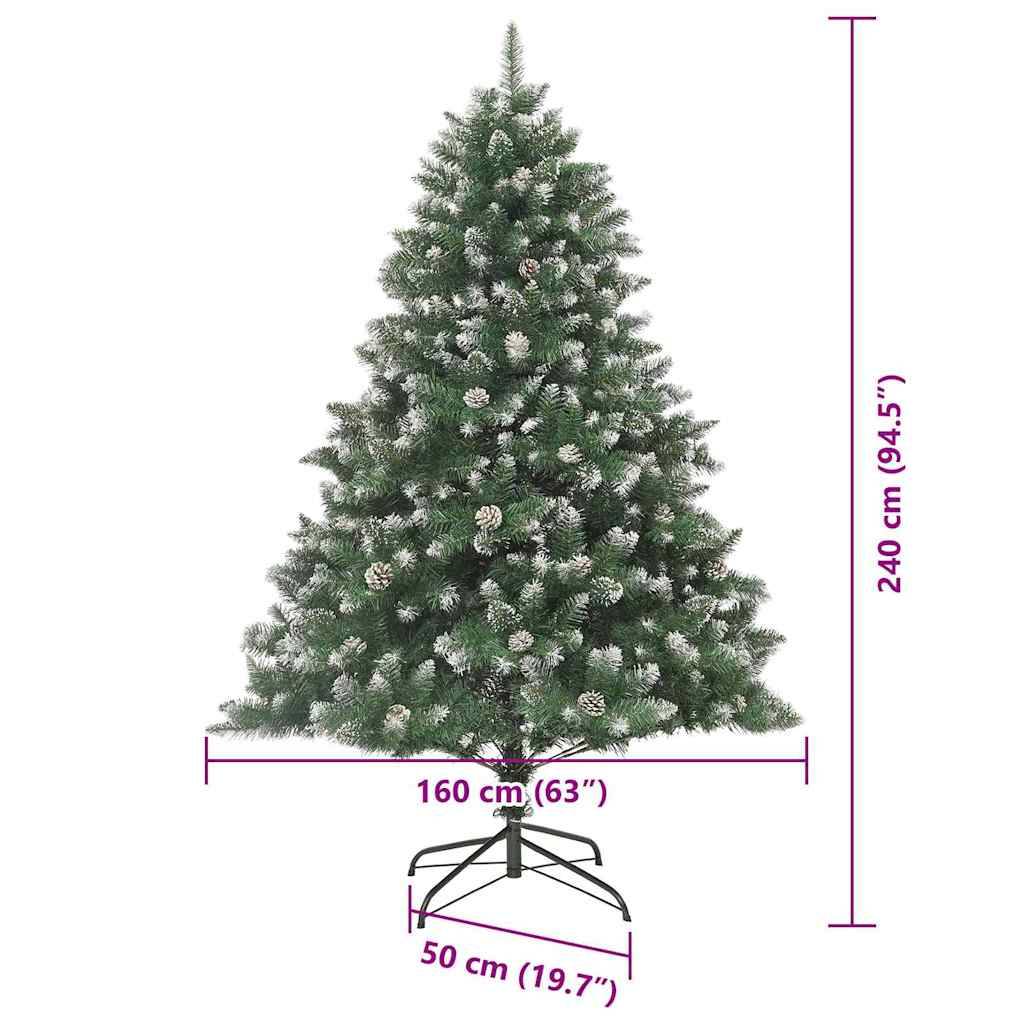Künstlicher Weihnachtsbaum mit schneebedeckten Zweigen, 240 cm (94,5 Zoll) hoch und 160 cm (63 Zoll) breit.