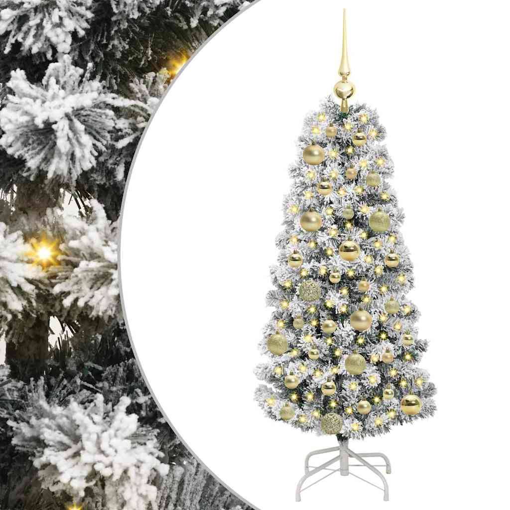 vidaXL Künstlicher klappbarer Weihnachtsbaum Grün und Weiß 120 cm
