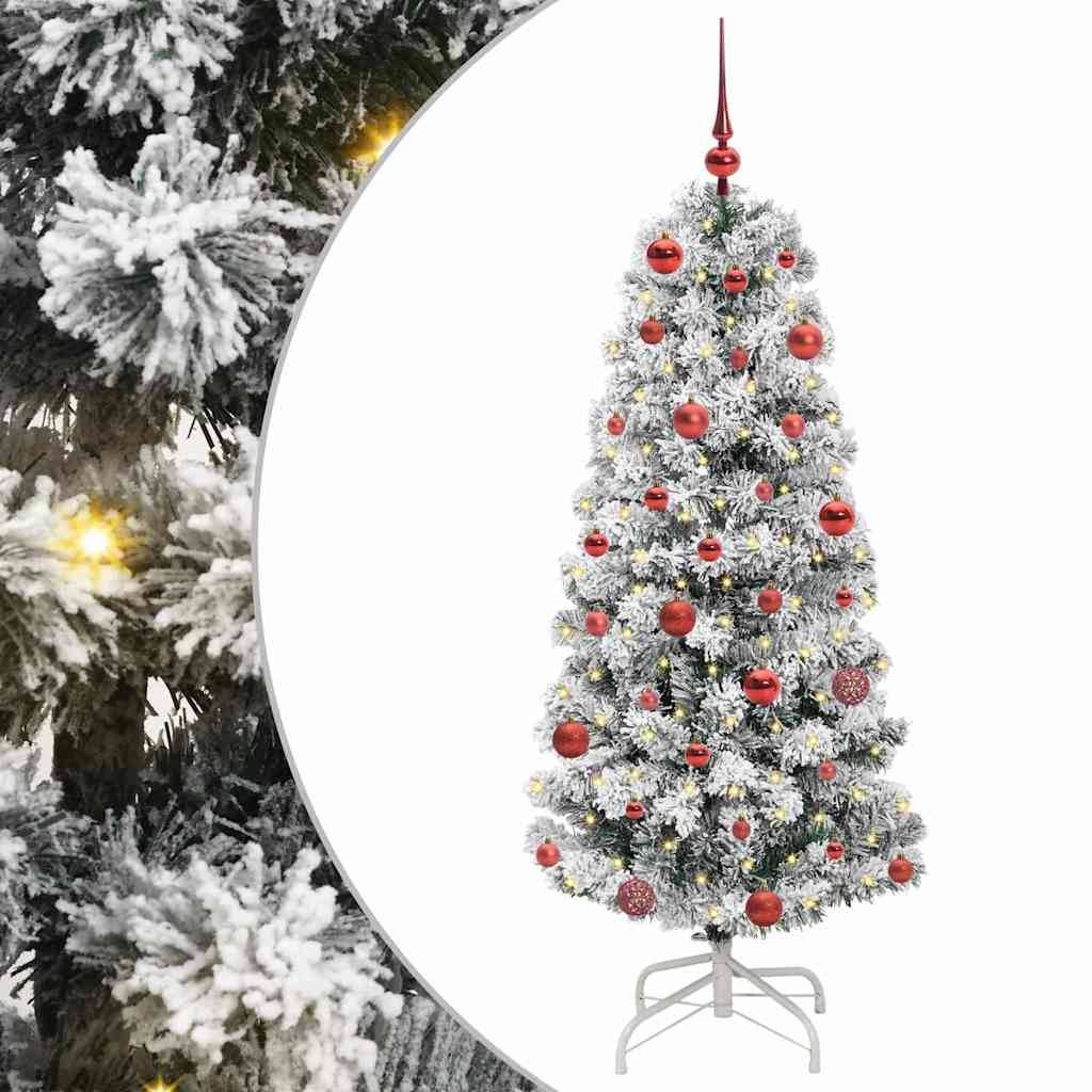 vidaXL Künstlicher klappbarer Weihnachtsbaum Grün und Weiß 150 cm