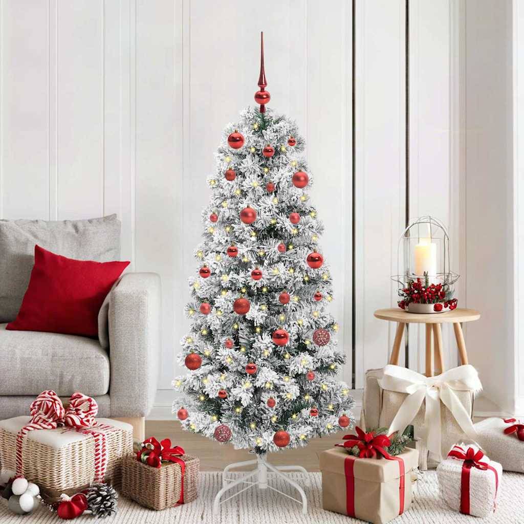 vidaXL Künstlicher klappbarer Weihnachtsbaum Grün und Weiß 150 cm