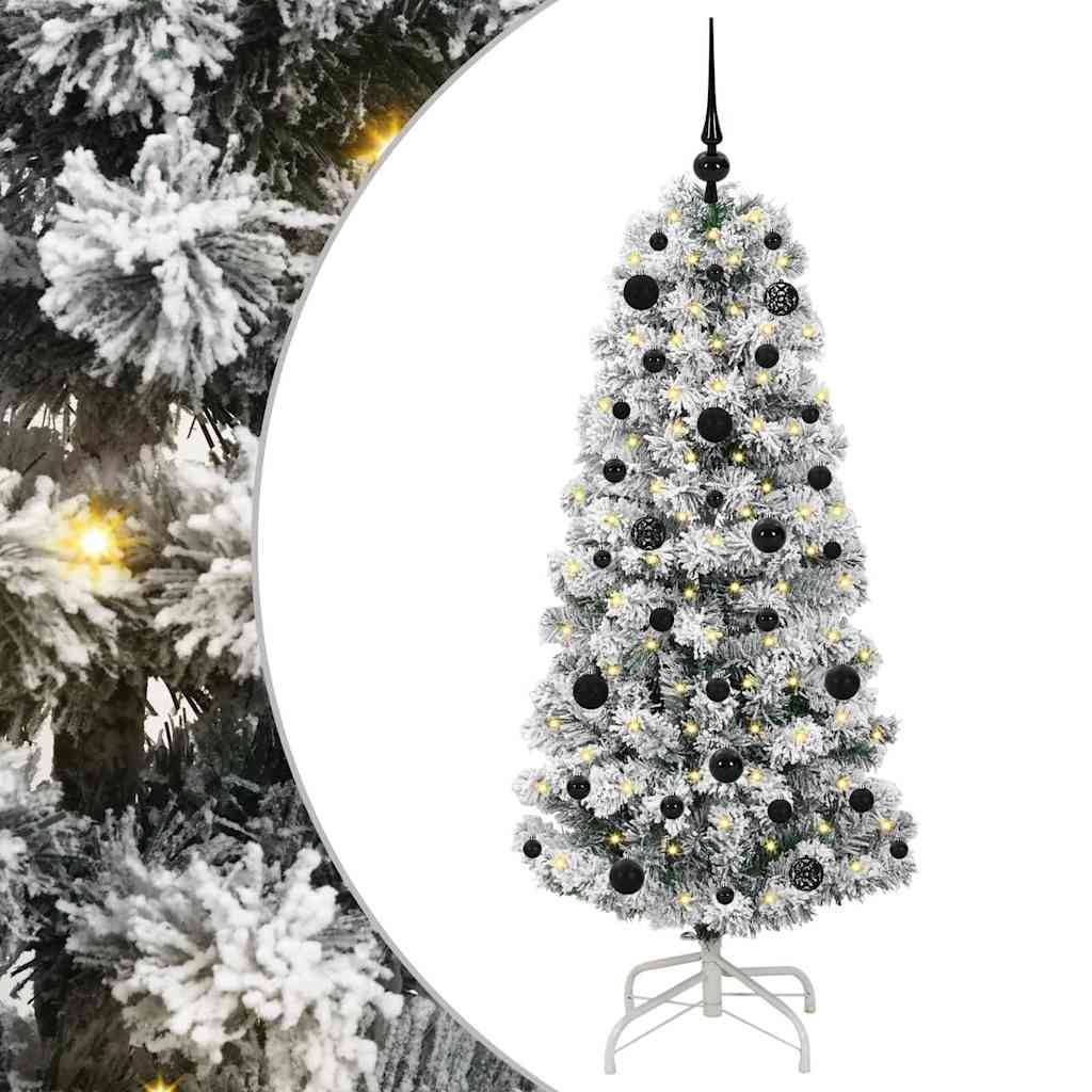 vidaXL Künstlicher klappbarer Weihnachtsbaum Grün und Weiß 150 cm