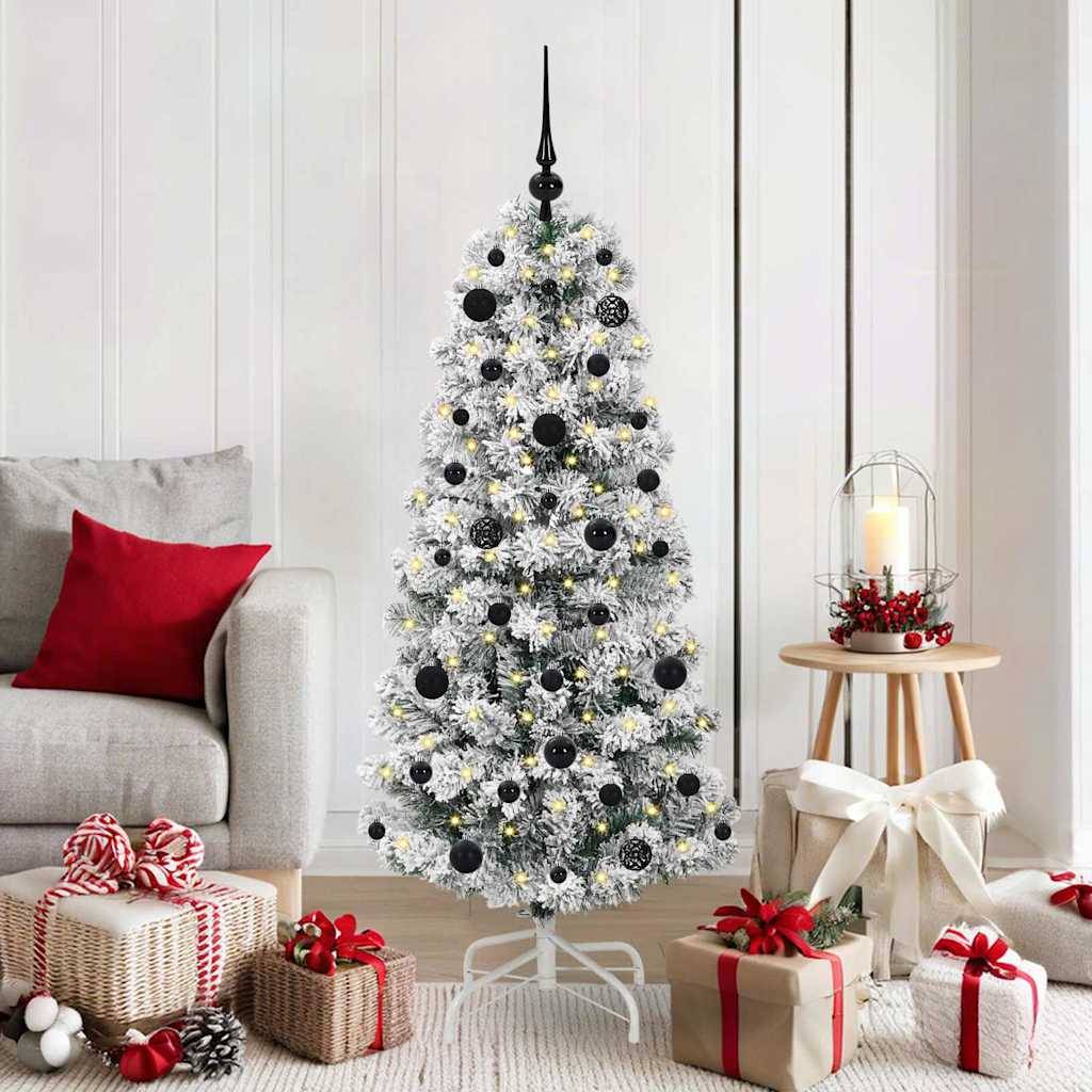 vidaXL Künstlicher klappbarer Weihnachtsbaum Grün und Weiß 150 cm