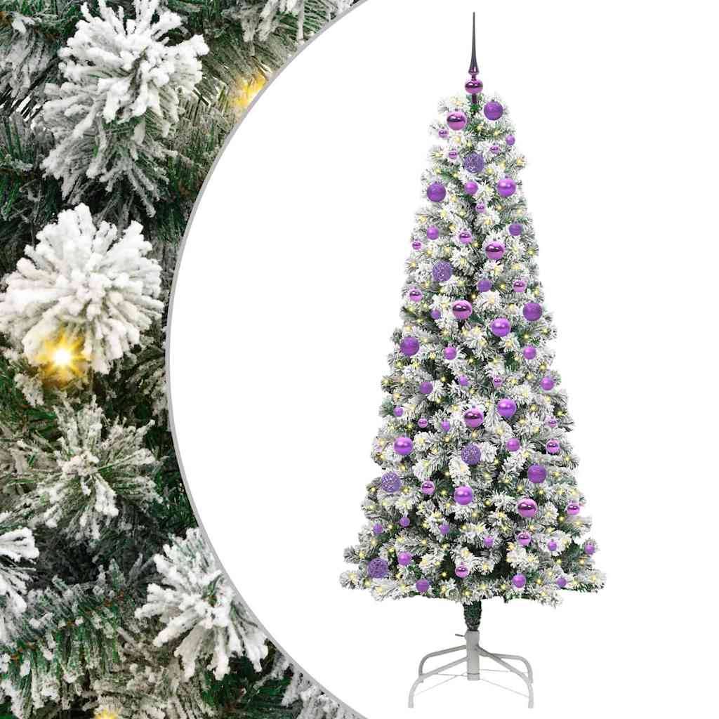 vidaXL Künstlicher klappbarer Weihnachtsbaum Grün und Weiß 180 cm