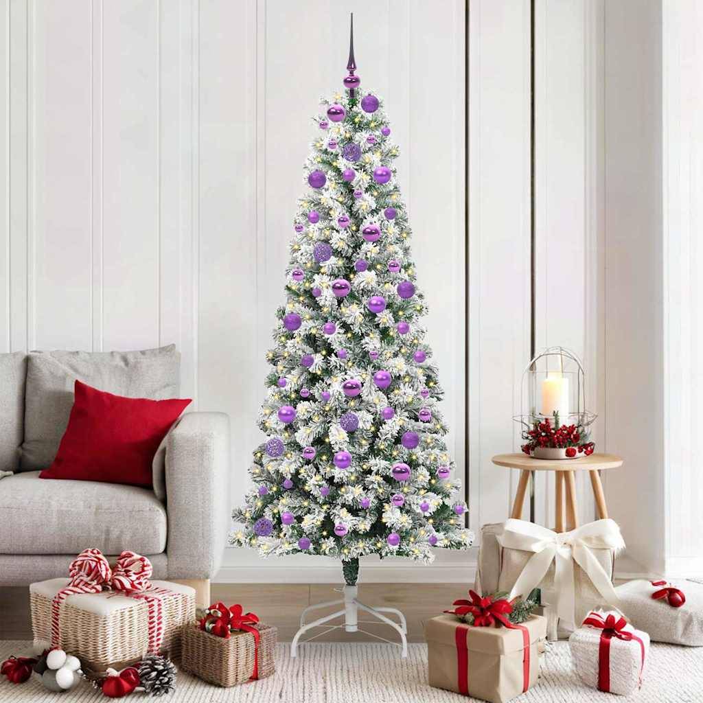 vidaXL Künstlicher klappbarer Weihnachtsbaum Grün und Weiß 180 cm