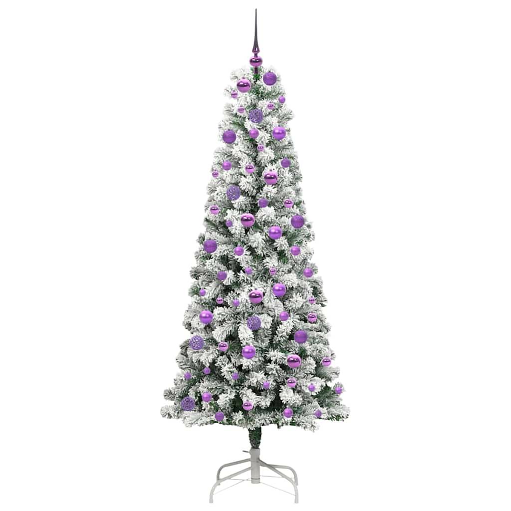 vidaXL Künstlicher klappbarer Weihnachtsbaum Grün und Weiß 180 cm