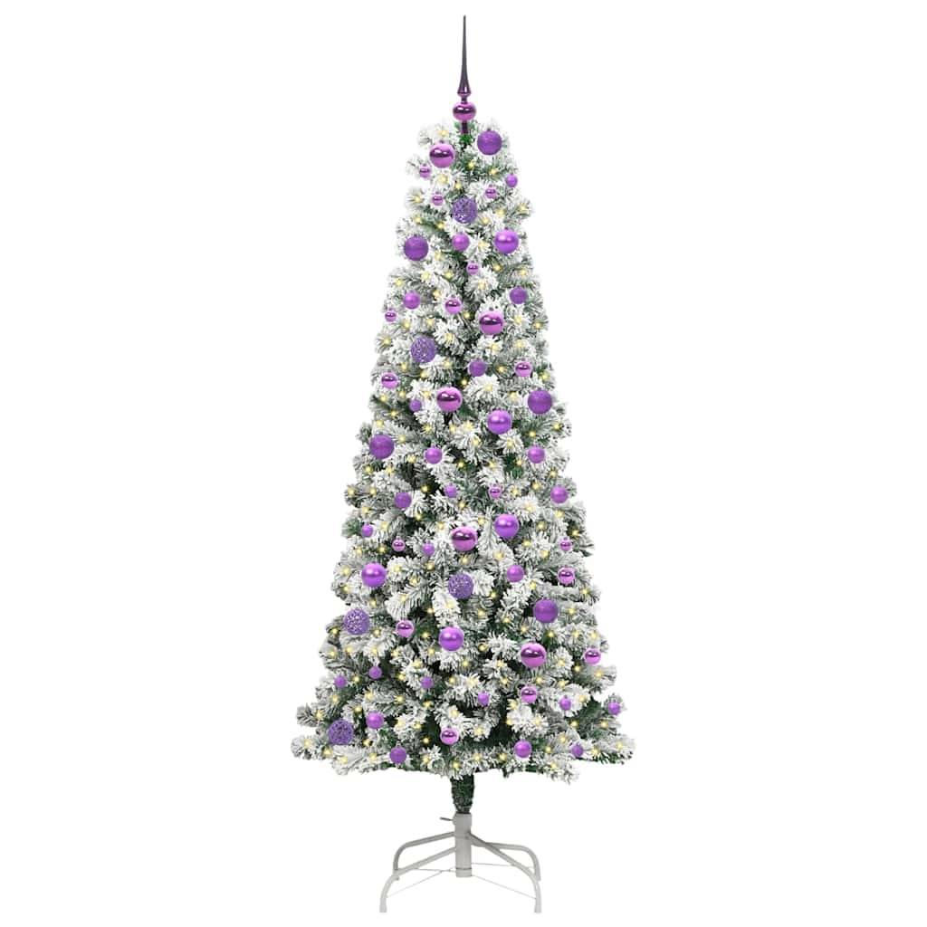 vidaXL Künstlicher klappbarer Weihnachtsbaum Grün und Weiß 180 cm