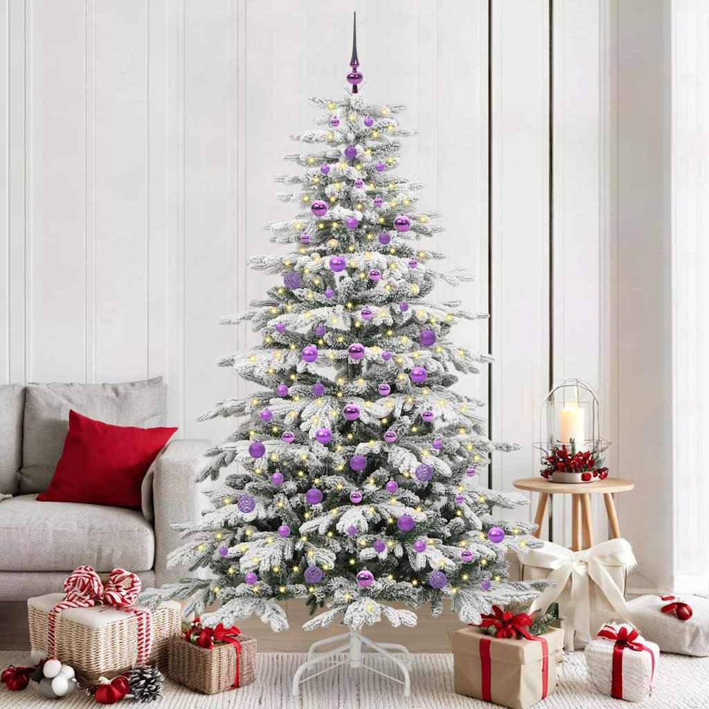vidaXL Künstlicher klappbarer Weihnachtsbaum Weiß 210 cm PE und PVC