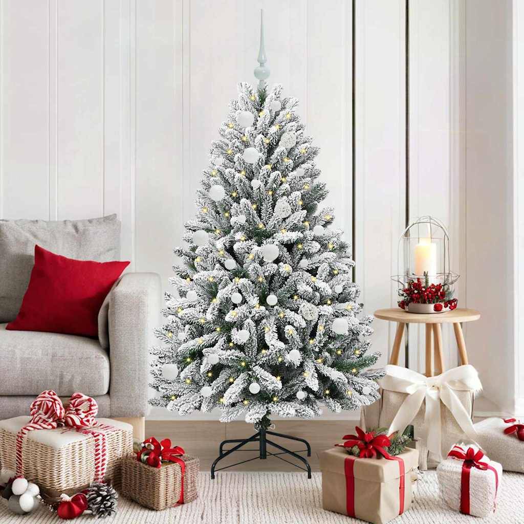 vidaXL Künstlicher Weihnachtsbaum Grün und Weiß 150 cm PVC und Metall