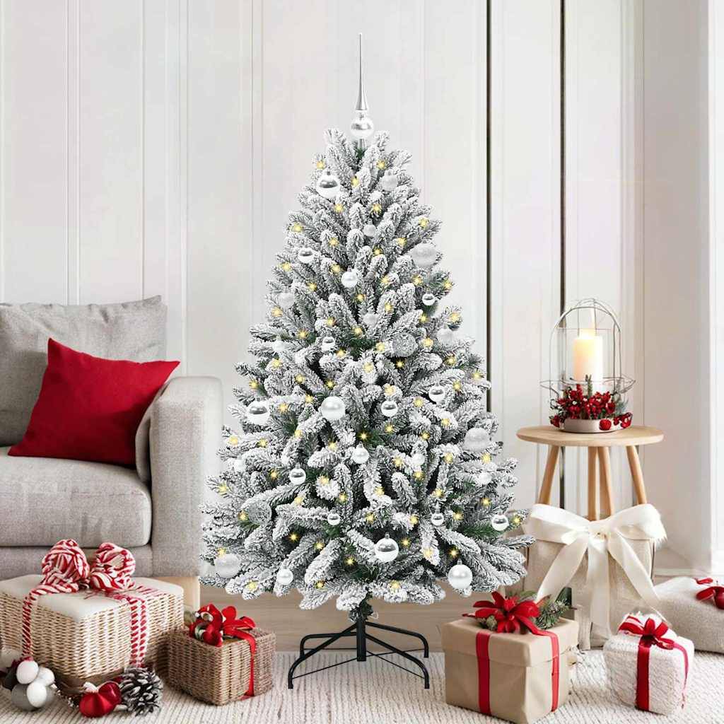 vidaXL Künstlicher Weihnachtsbaum Grün und Weiß 150 cm PVC und Metall