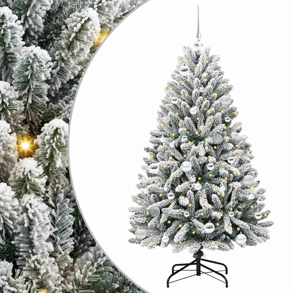 vidaXL Künstlicher Weihnachtsbaum Grün und Weiß 150 cm PVC und Metall
