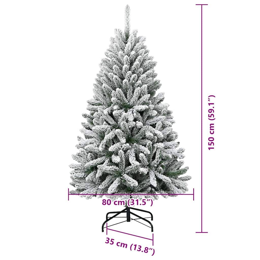 Ein schneebestäubter künstlicher Weihnachtsbaum mit den Abmessungen: 150 cm (59,1