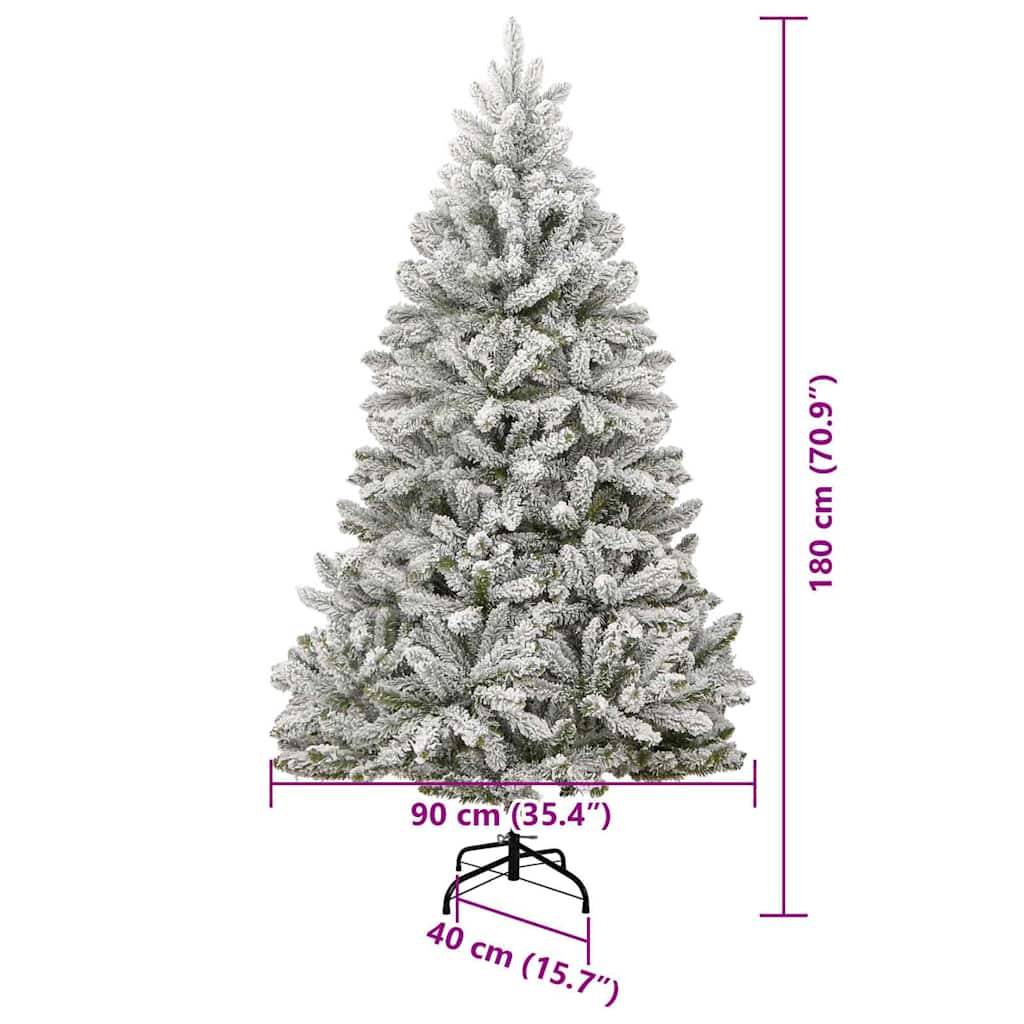 Ein mit Schnee bedeckter künstlicher Weihnachtsbaum mit einer Höhe von 180 cm (70,9