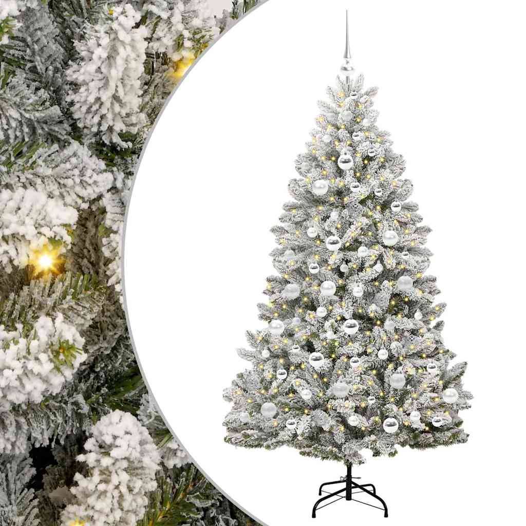 vidaXL Künstlicher Weihnachtsbaum Grün und Weiß 180 cm PVC und Metall