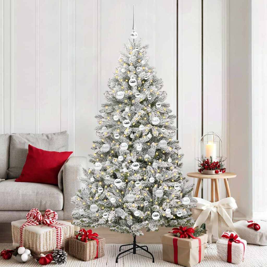 vidaXL Künstlicher Weihnachtsbaum Grün und Weiß 180 cm PVC und Metall