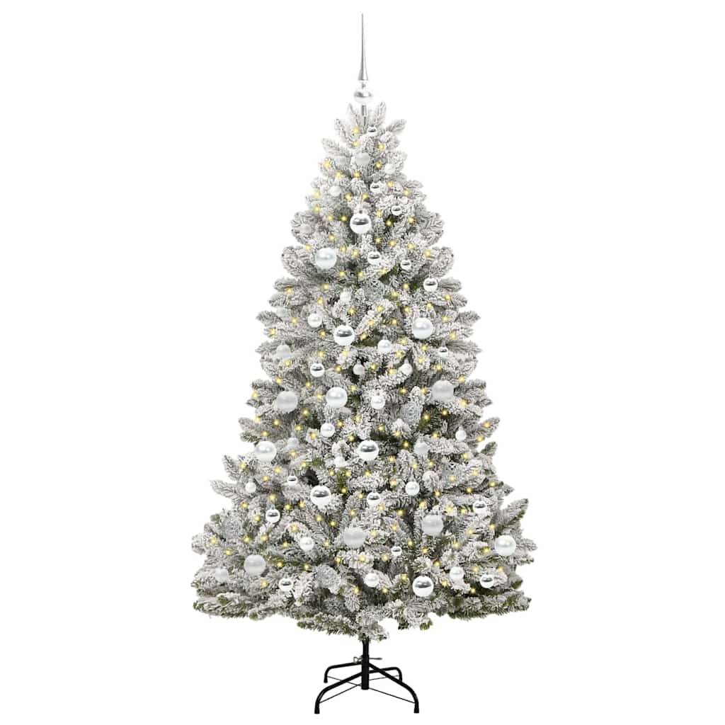 vidaXL Künstlicher Weihnachtsbaum Grün und Weiß 180 cm PVC und Metall
