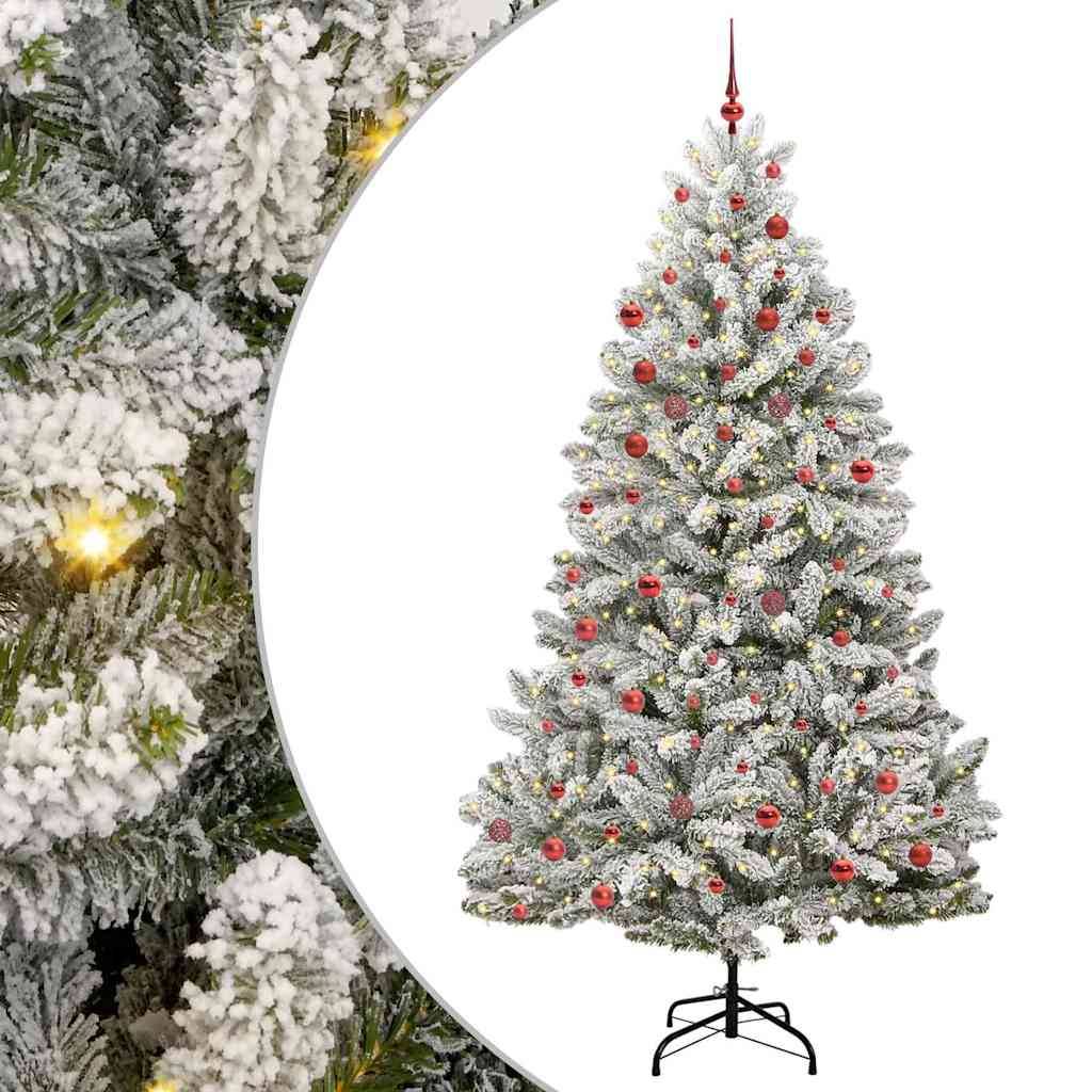vidaXL Künstlicher Weihnachtsbaum Grün und Weiß 210 cm PVC und Metall