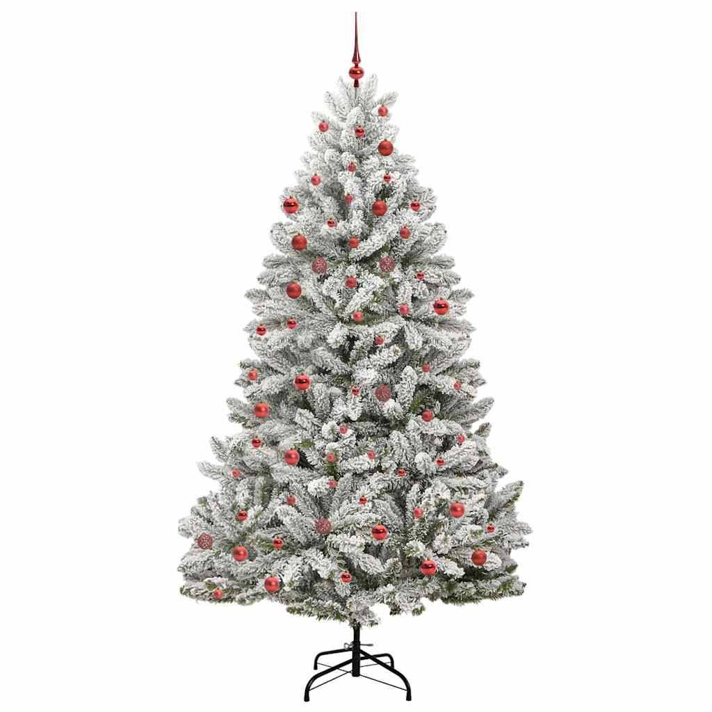 vidaXL Künstlicher Weihnachtsbaum Grün und Weiß 210 cm PVC und Metall