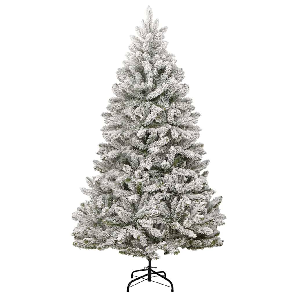 vidaXL Künstlicher Weihnachtsbaum Grün und Weiß 210 cm PVC und Metall