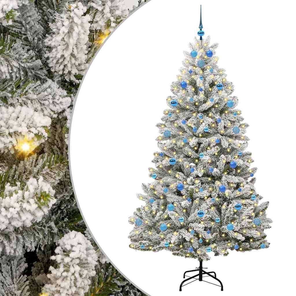 vidaXL Künstlicher Weihnachtsbaum Grün und Weiß 210 cm PVC und Metall