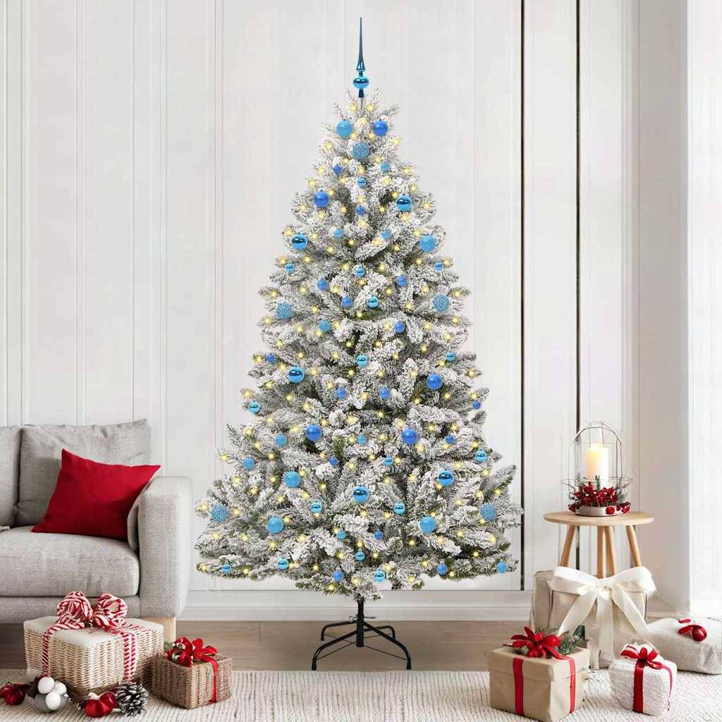 vidaXL Künstlicher Weihnachtsbaum Grün und Weiß 210 cm PVC und Metall