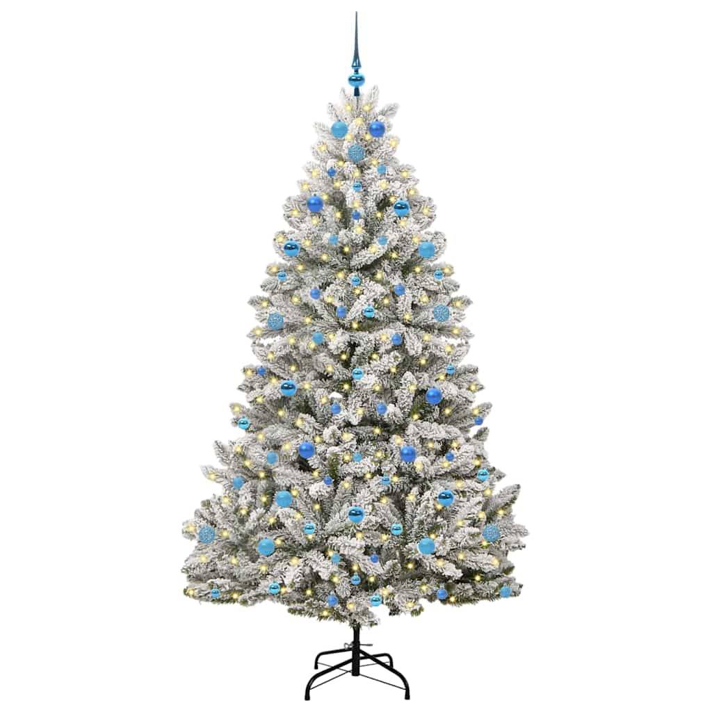vidaXL Künstlicher Weihnachtsbaum Grün und Weiß 210 cm PVC und Metall
