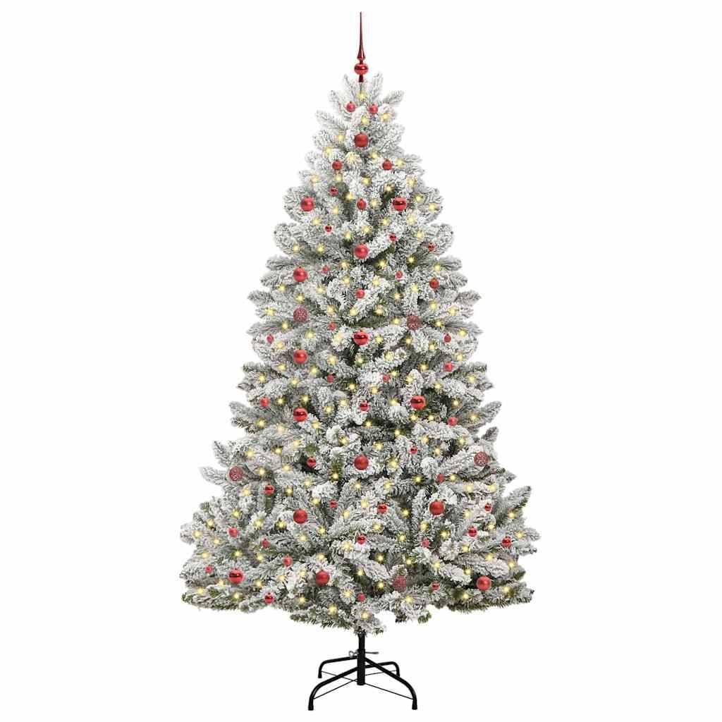 vidaXL Künstlicher Weihnachtsbaum Grün und Weiß 240 cm PVC und Metall