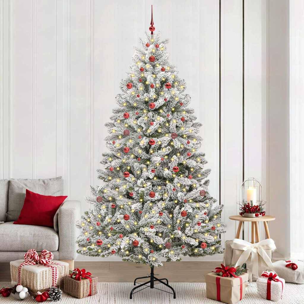 vidaXL Künstlicher Weihnachtsbaum Grün und Weiß 240 cm PVC und Metall