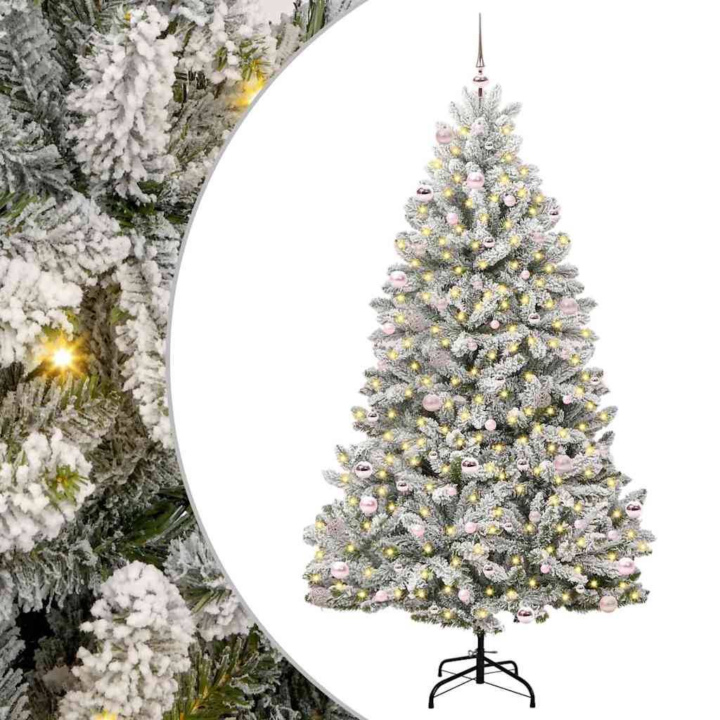 vidaXL Künstlicher Weihnachtsbaum Grün und Weiß 240 cm PVC und Metall