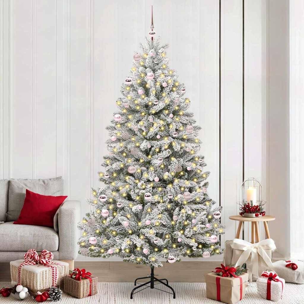 vidaXL Künstlicher Weihnachtsbaum Grün und Weiß 240 cm PVC und Metall