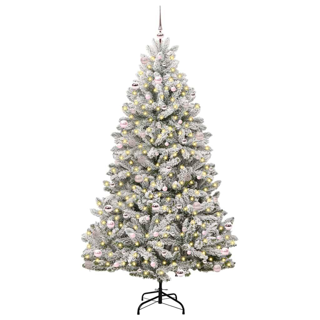 vidaXL Künstlicher Weihnachtsbaum Grün und Weiß 240 cm PVC und Metall