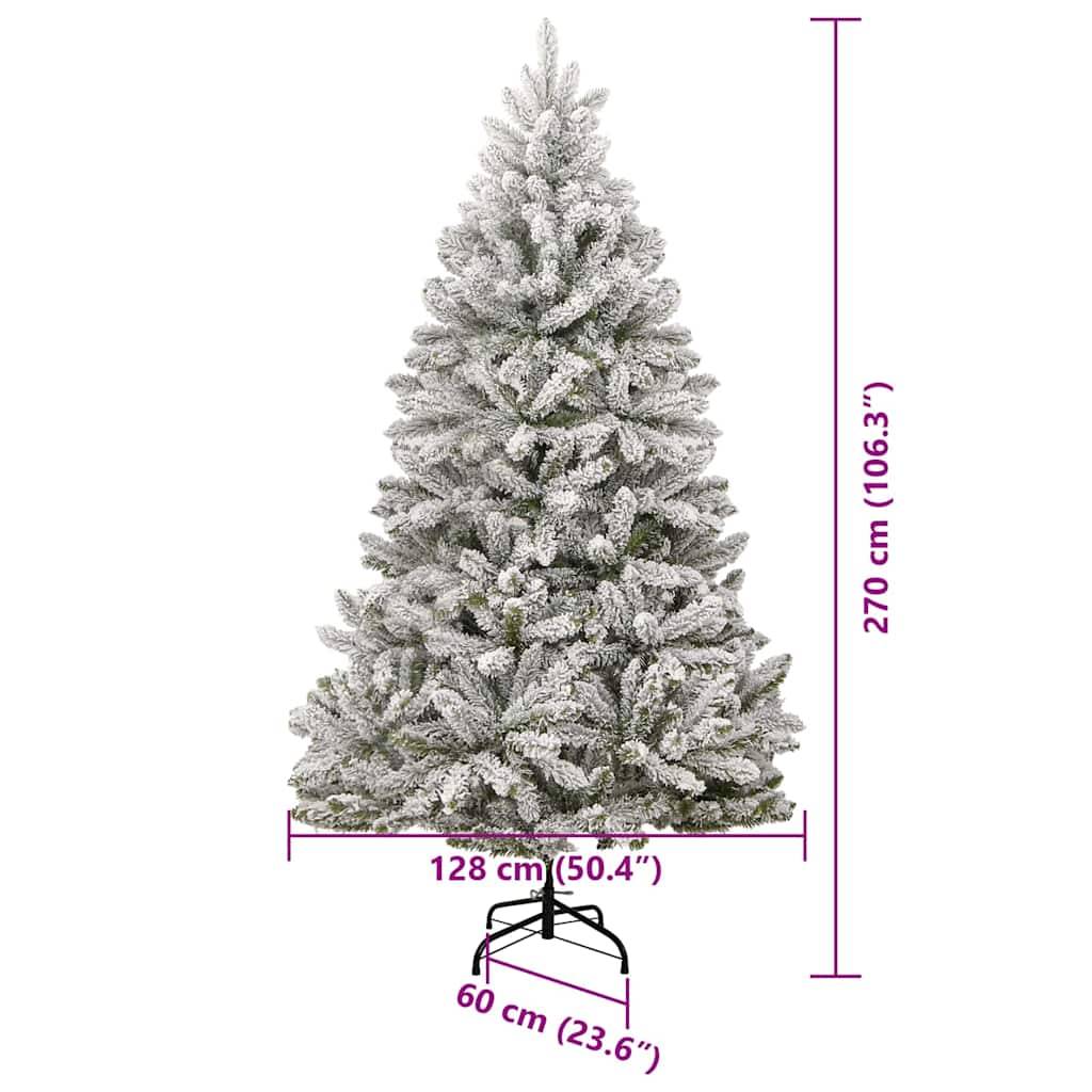 vidaXL Künstlicher Weihnachtsbaum Grün und Weiß 270 cm PVC und Metall