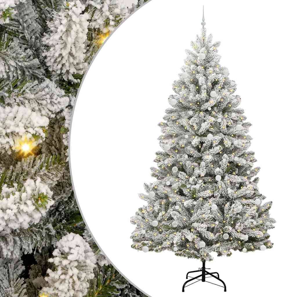 vidaXL Künstlicher Weihnachtsbaum Grün und Weiß 270 cm PVC und Metall