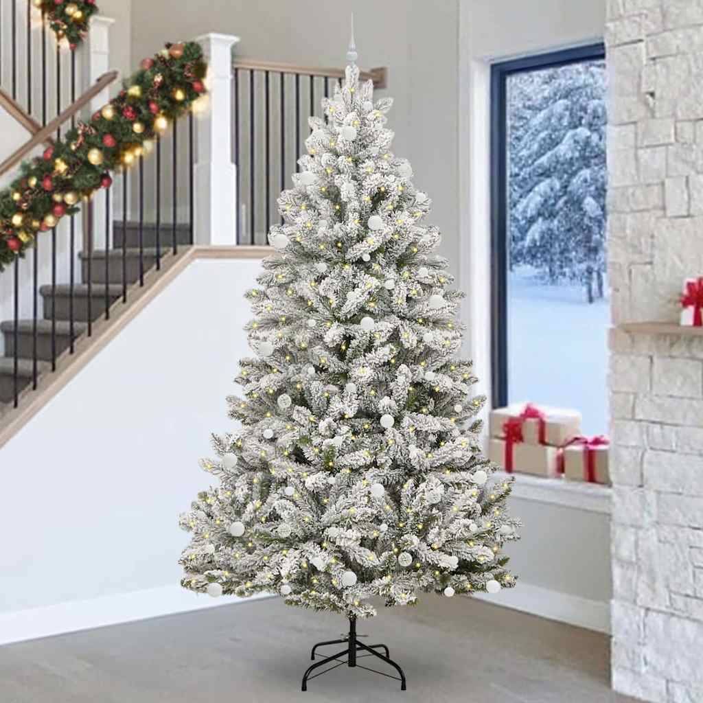 vidaXL Künstlicher Weihnachtsbaum Grün und Weiß 270 cm PVC und Metall
