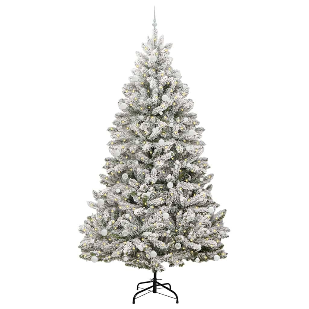 vidaXL Künstlicher Weihnachtsbaum Grün und Weiß 270 cm PVC und Metall