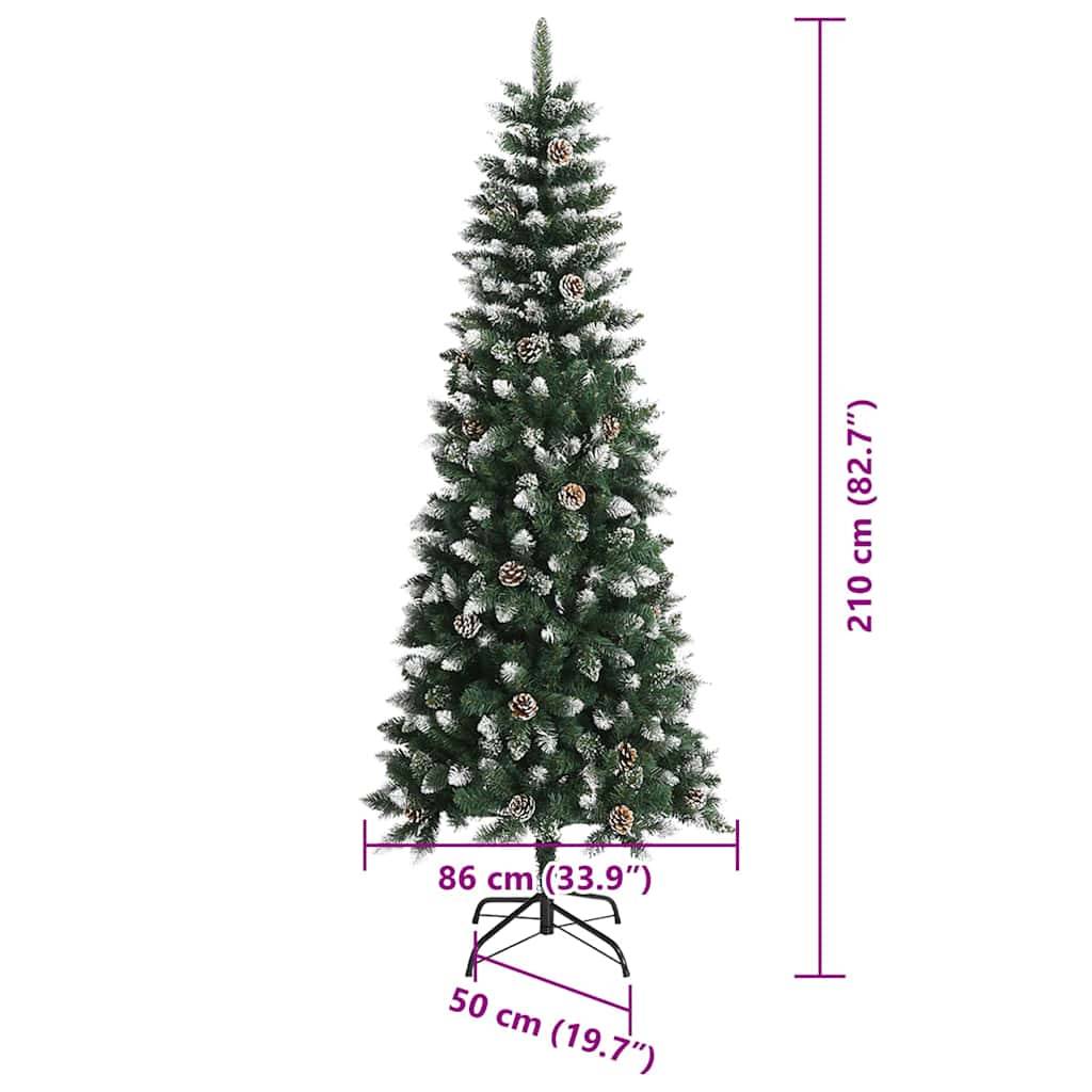 vidaXL Künstlicher Weihnachtsbaum Grün 210 cm PVC, Plastik und Stahl