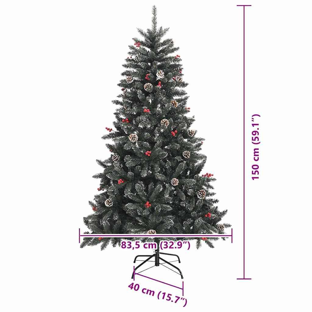 vidaXL Künstlicher Weihnachtsbaum Grün 150 cm PVC, Plastik und Stahl