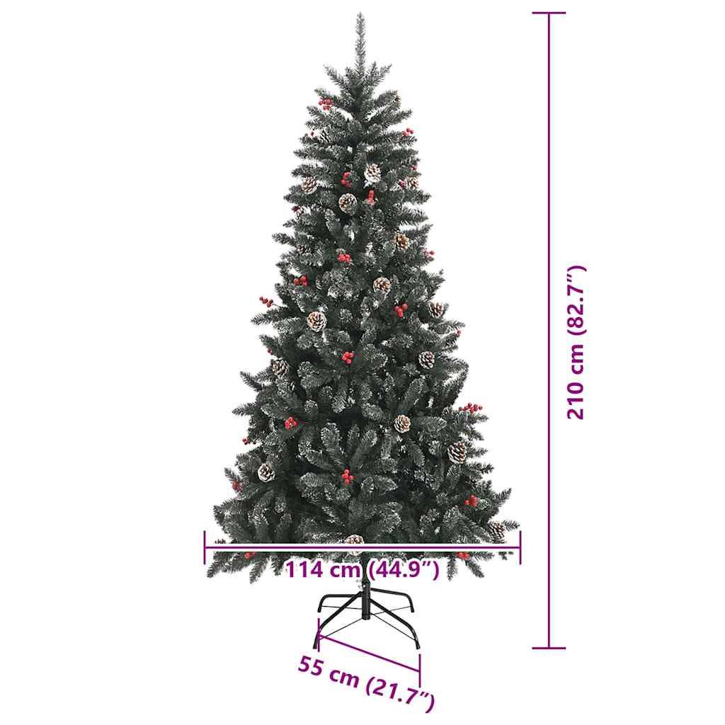 vidaXL Künstlicher Weihnachtsbaum Grün 210 cm PVC, Plastik und Stahl