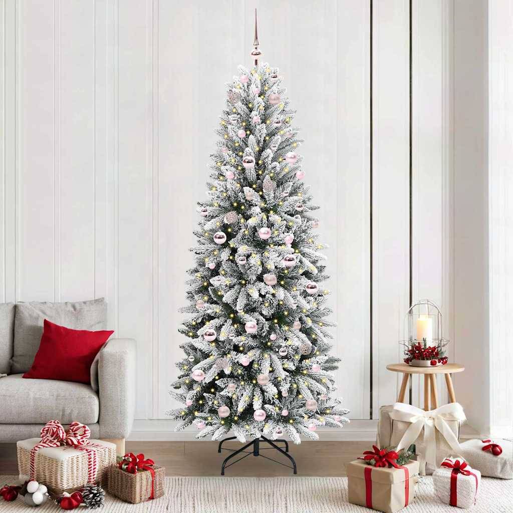 vidaXL Künstlicher Weihnachtsbaum mit 300 LEDs mit Ständer Weiß 210 cm