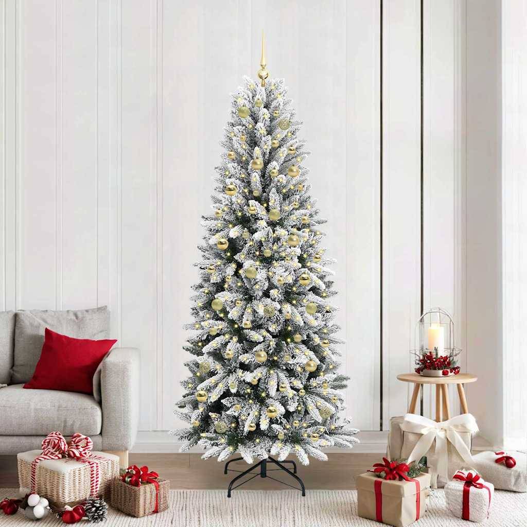 vidaXL Künstlicher Weihnachtsbaum mit 300 LEDs mit Ständer Weiß 210 cm