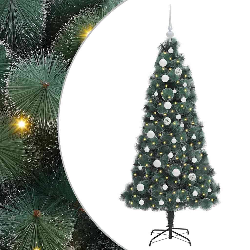 vidaXL Künstlicher vorbeleuchteter Weihnachtsbaum mit Kugelset 150 cm