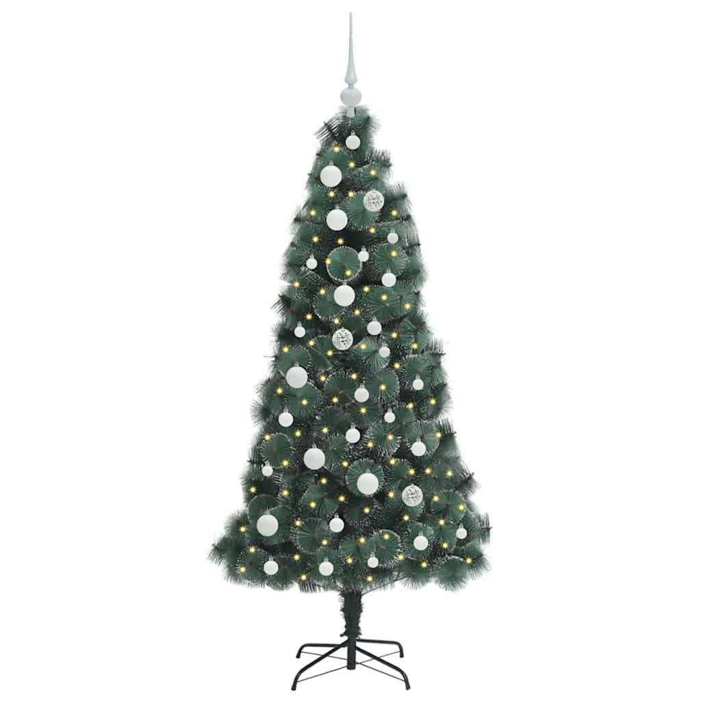 vidaXL Künstlicher vorbeleuchteter Weihnachtsbaum mit Kugelset 150 cm